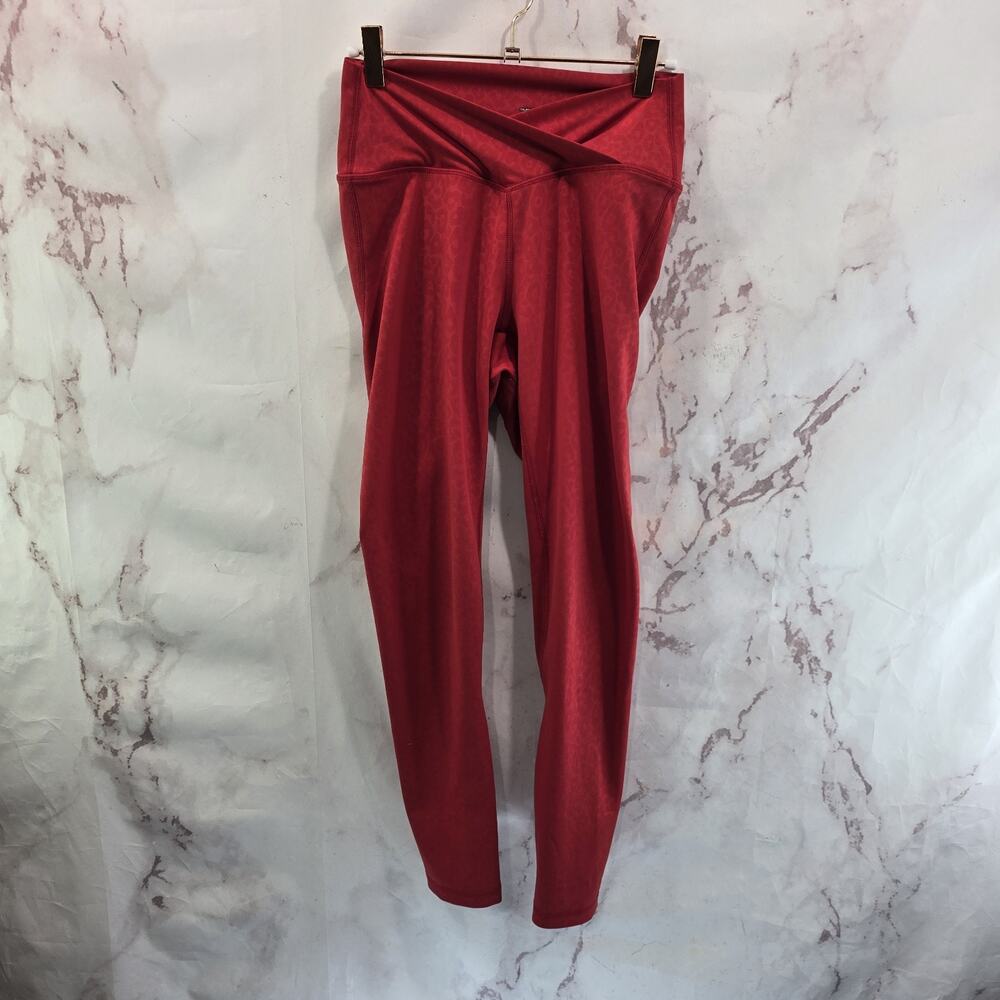 Zyia Leggings Womens 6 8 True Red Criss Cross Crossover Leopard High Light N